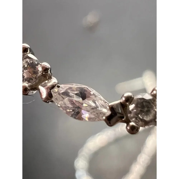 Open teardrop CZ sterling silver dangle earrings - Picture 9 of 11